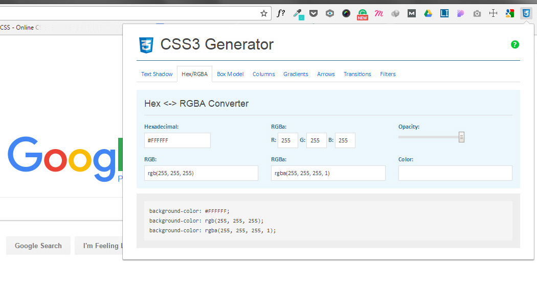 Chrome Extension for Web Designers - CSS3 Generator