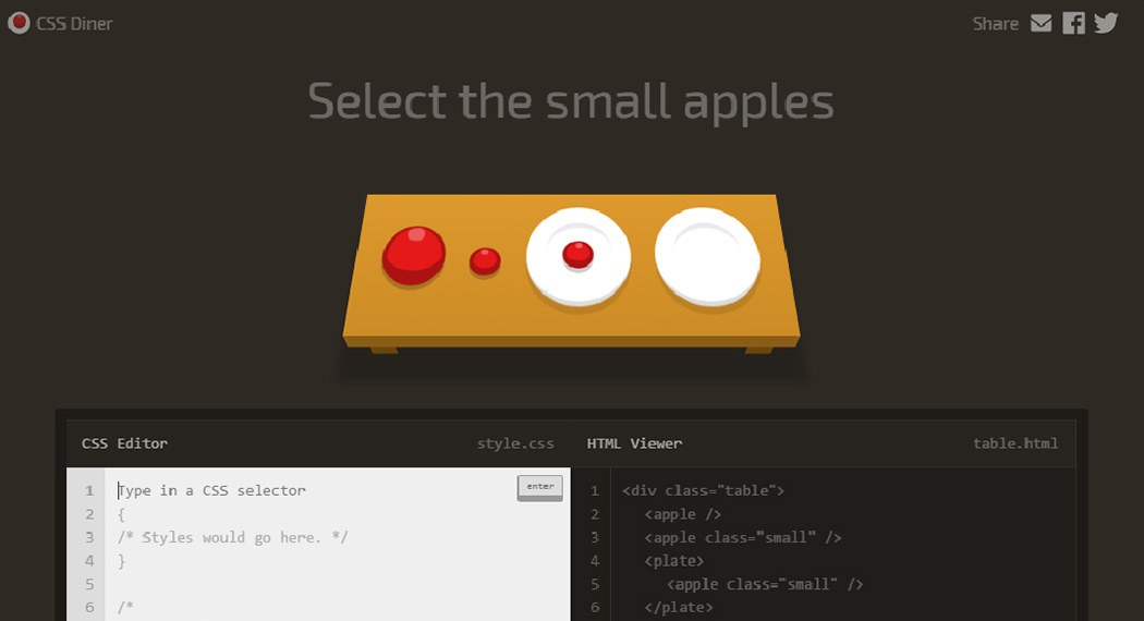 CSS learning games - CSS Diner webapp