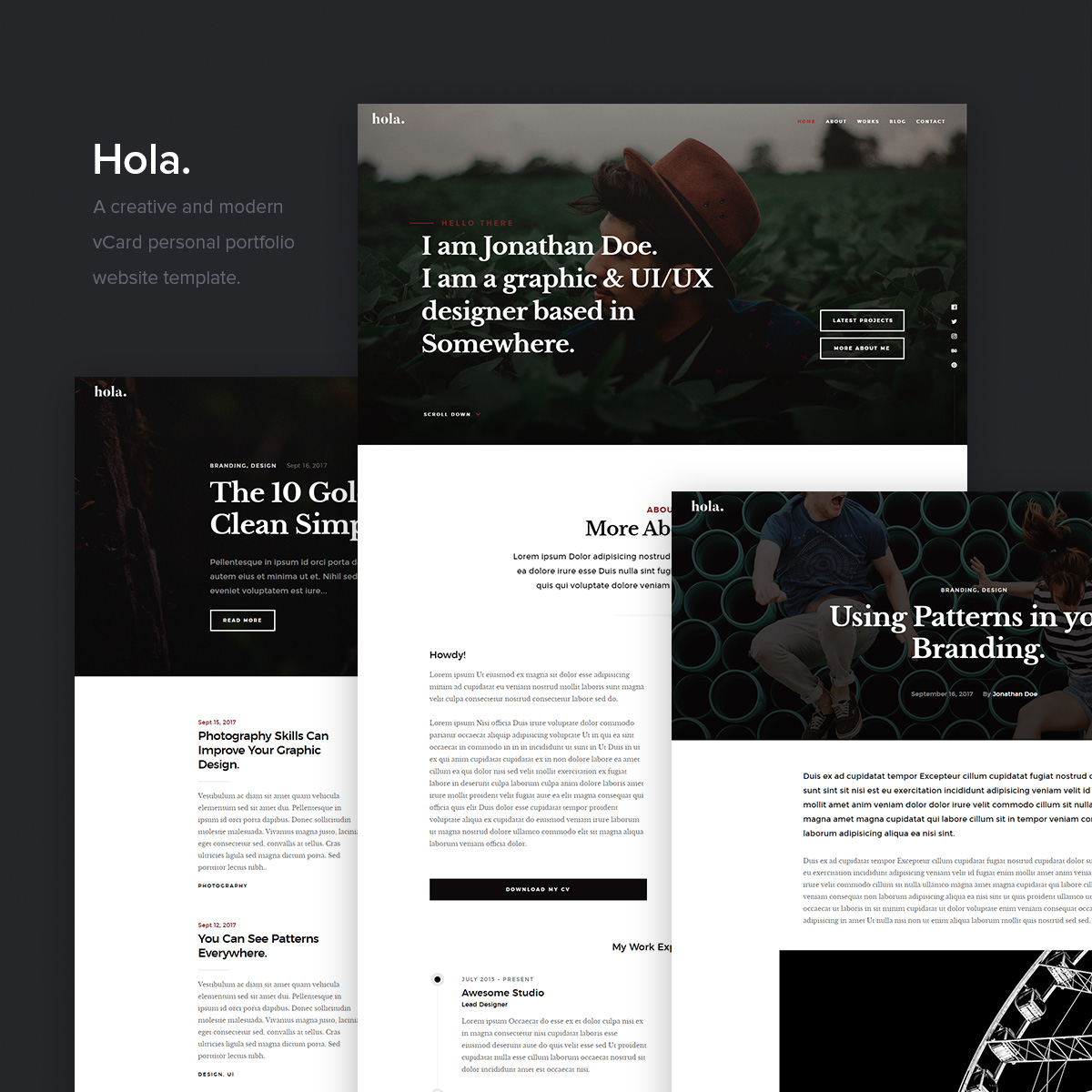 Hola free template sample pages