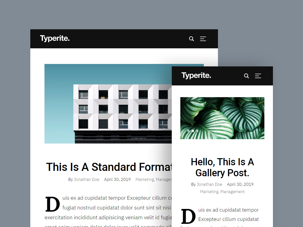 Typerite Free HTML Blog Template - Tablet & Mobile