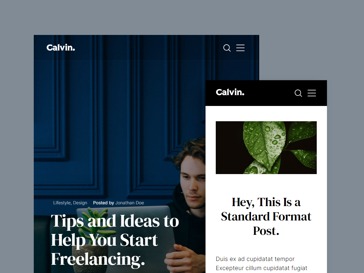 Calvin Free HTML Blog Template - Tablet & Mobile