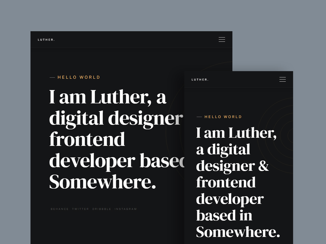 Luther Free Personal Website Template - Tablet & Mobile