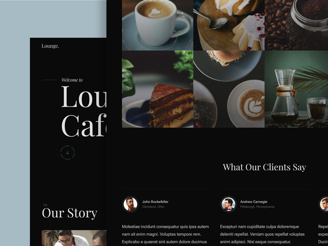Lounge free elegant cafe template desktop preview