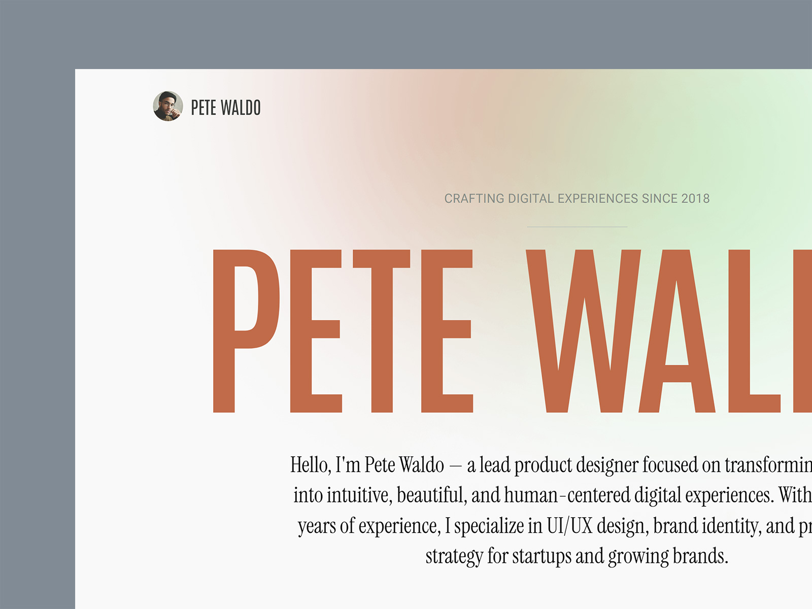 Waldo free personal template hero section and navigation